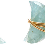 Aquamarine Half Moon Stud Earrings in Gold Plated Brass