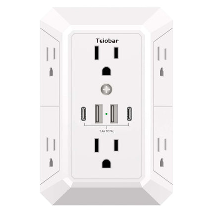 Multi Plug Wall Outlet Surge Protector with 6 Outlets and 4 USB Ports