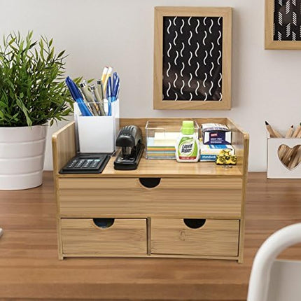 Sorbus Bamboo Desk Organizer - In Use on Desk