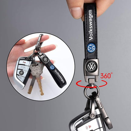 Leather Car Keychain Keyring with Car Key Lanyard