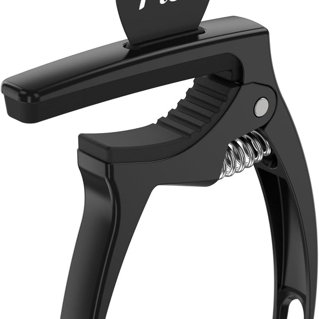 3-in-1 Zinc Metal Guitar Capo with Pick Holder and 4 Picks