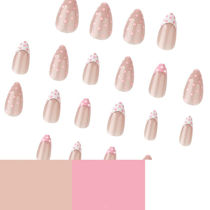 SourceToHome FuenteACasa Pink Polka Dot Press on Nails - Short Almond Fake Nails — Home & Lifestyle