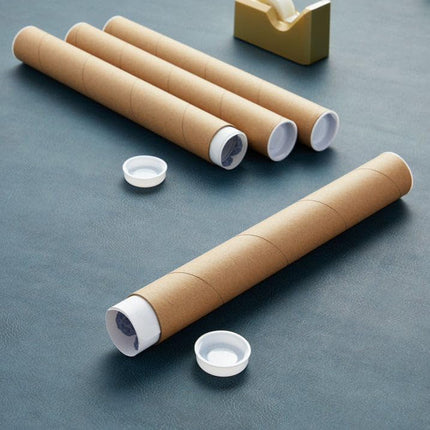 Kraft Mailing Tube with Caps, 2 in x 24 in, 1 Pack