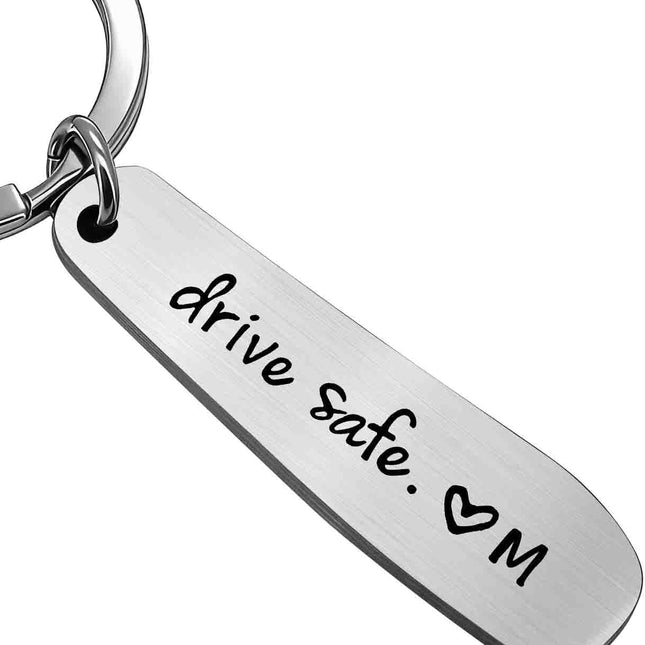 Drive Safe Personalized Initial Keychain for Him