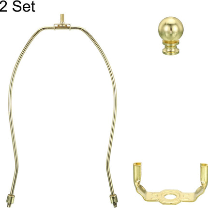 10.5 Inch Gold Tone Lamp Harp Kit with Finial, 2 Set