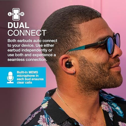 True Wireless In-Ear Bluetooth Earbuds with Microphone, USB-C Charging Case, 35H Playtime, Dual Connect, EQ3 Sound, Black