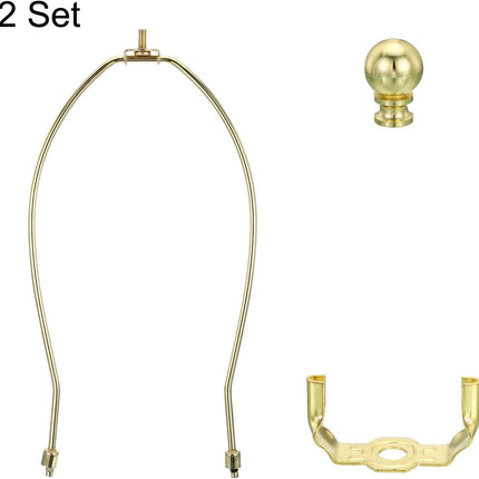 11.5 Inch Gold Tone Lamp Harp Kit with Finial, 2 Sets