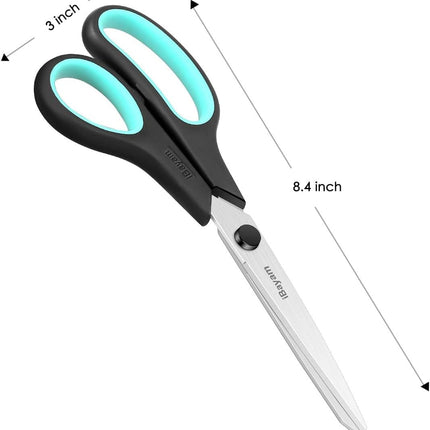 3-Pack 8-Inch Heavy Duty Scissors with Ultra Sharp Blades and Comfort Grip Handles