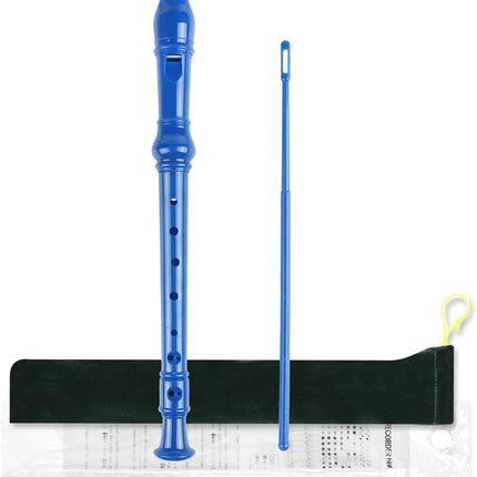 Blue German Style Soprano Recorder in C Key