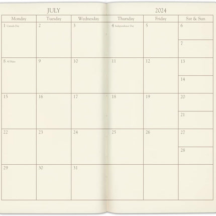 Pocket Monthly Planner 2024 - 18-Month Bonded Leather Calendar, Hydrangea, 6 x 3.25 in.