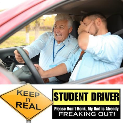 DriveForge ForjaRuta Funny Student Driver Magnetic Car Sign 4 Pack – Bumper Magnet Sticker for Car — Auto & Moto