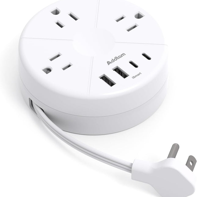 Cruise Approved Travel Power Strip with Retractable Cord