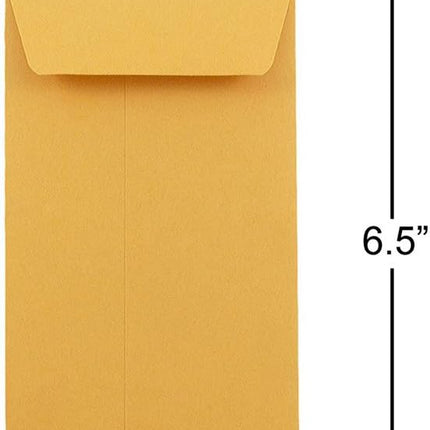#7 Coin Business Envelopes, Brown Kraft Manila, 3 1/2 x 6 1/2, 50 Pack
