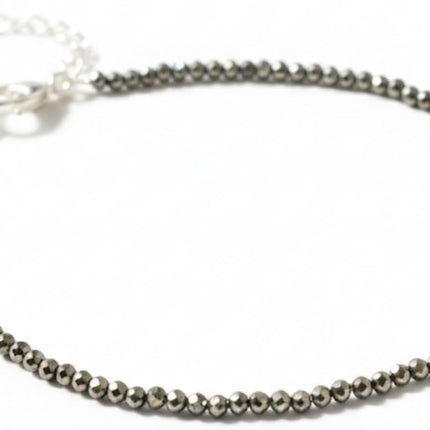 Genuine 2mm Pyrite Faceted Crystal Anklet
