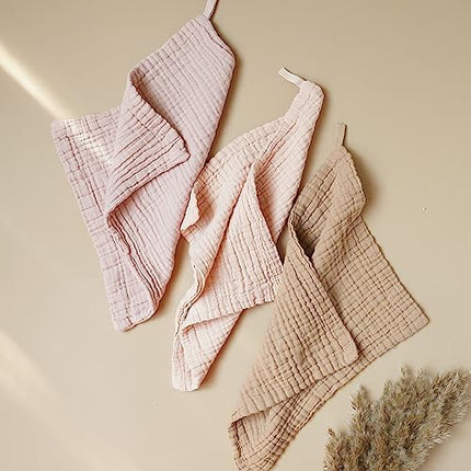 Konssy Baby Muslin Washcloths 7-Pack – 100% Cotton Soft & Absorbent Baby Bath Cloths