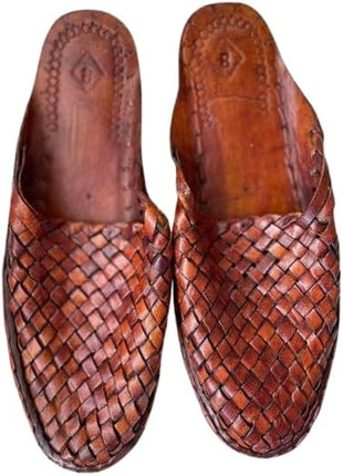 GlowEssence EsenciaLuz Dark Brown Woven Mules for Women – Vintage-Style Braided Slip-Ons — Beauty & Self-Care