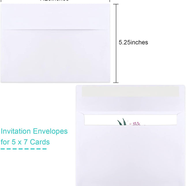 50-Pack White A7 5x7 Self-Seal Envelopes