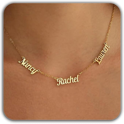 Custom 18K Gold-Plated Multiple Name Necklace for Women