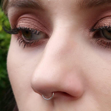 925 Sterling Silver Faux Clip-On Nose Ring, 20g Tiny Non-Piercing Huggie Hoop