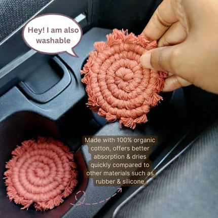 DriveForge ForjaRuta Cotton Car Coasters for Cup Holders, 2PC Car Cup Coasters — Auto & Moto