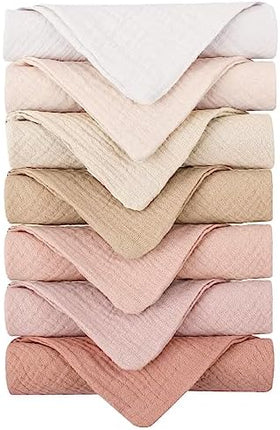 Konssy Baby Muslin Washcloths 7-Pack – 100% Cotton Soft & Absorbent Baby Bath Cloths
