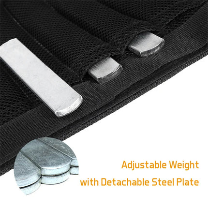 Adjustable weighted vest worn during outdoor running and cardio exercise