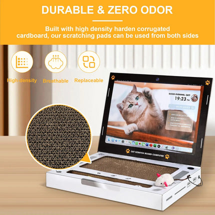 Cat Scratching Board Laptop - close-up of durable cardboard scratching surface