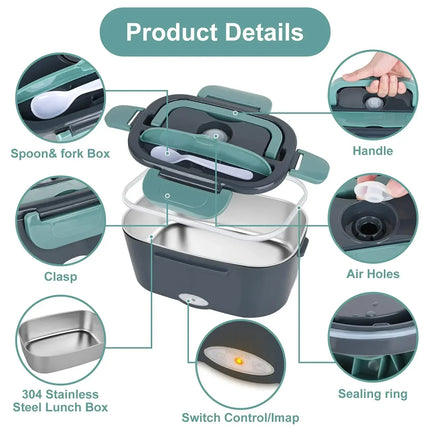 2-in-1 Electric Heating Lunch Box with removable stainless steel inner container