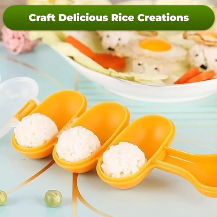 Sushi rice mold set components laid out for DIY bento and family cooking