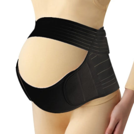 Pregnant belly band side view demonstrating full abdominal coverage and adjustable fit