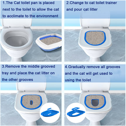 Cat toilet training kit components including training trays and instructions