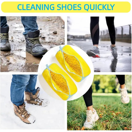 Shoe washing bag with secure zipper keeping shoes safe during wash