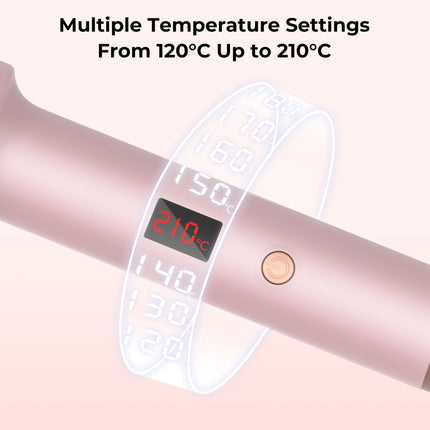 Ceramic hair curler brush in use styling bouncy waves at home