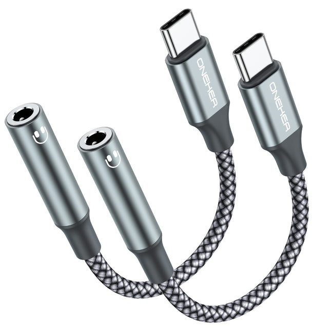 USB Type-C to 3.5mm Headphone Jack Adapter, 2-Pack