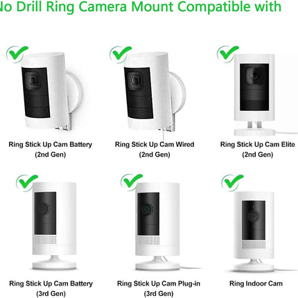 2 Pack No-Drill Indoor/Outdoor Camera Wall Mounts – 360° Adjustable with Strong Adhesive & Screw Option