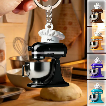 Personalized Pink Mixer Baking Keychain