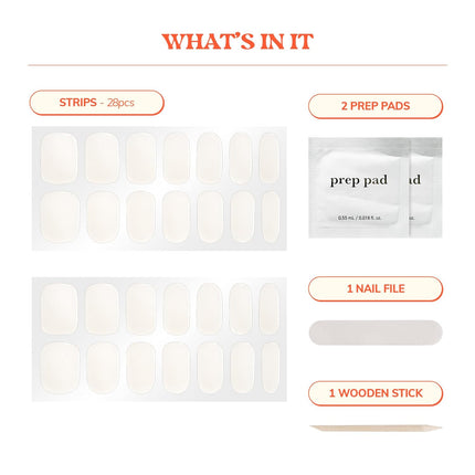 Semi-Cured Gel Nail Strips | No LED Lamp Needed | White Jelly