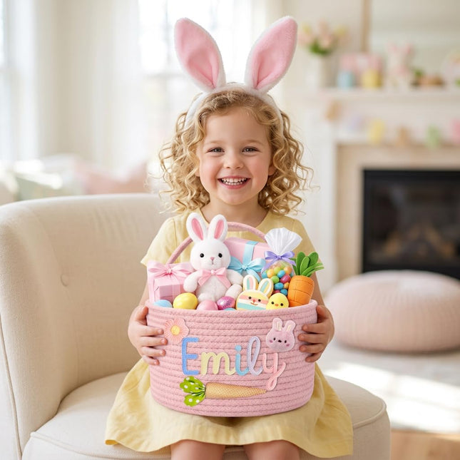 Personalized Easter Basket Cotton Rope Tote, Color03