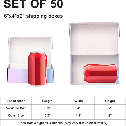 6x4x2 Inch Small Shipping Boxes, 50 Pack, Gradients
