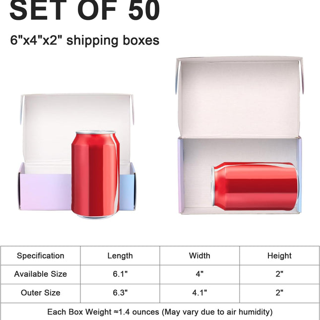 6x4x2 Inch Small Shipping Boxes, 50 Pack, Gradients