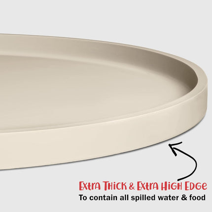 Dog Food Mat - Waterproof Silicone Feeding Mat for Food and Water Bowls, Small, White Sand