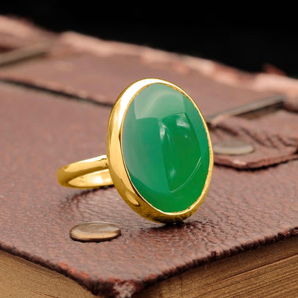 Oval Labradorite Ring in 24K Gold Vermeil Sterling Silver