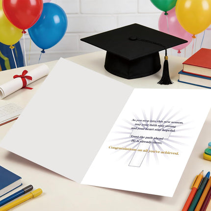 SourceToHome FuenteACasa Christian Graduation Card, Religious Graduation Gift for Her Him Family — Home & Lifestyle