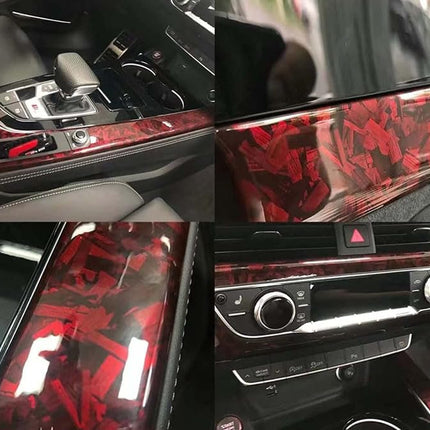 Forged Gloss Carbon Fiber Red Vinyl Wrap Roll - Red, 1 ft x 3.5 ft