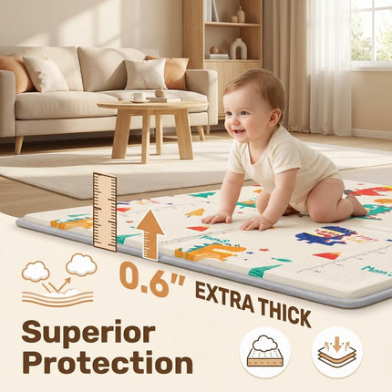Extra Large Baby Play Mat 79"x59" – Thick 0.6" Waterproof Foldable Foam Play Area