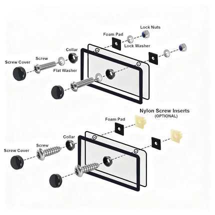 3rd-Gen Upgraded Anti-Theft License Plate Screws Kit, Stainless Steel M6 Fasteners with Caps