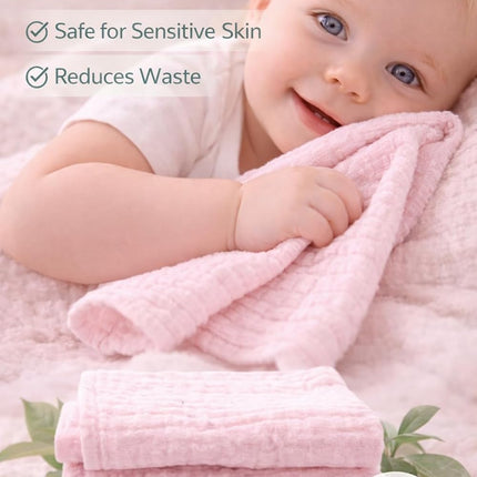 Baby Washcloths, 3-Pack, 100% Cotton, Soft Absorbent