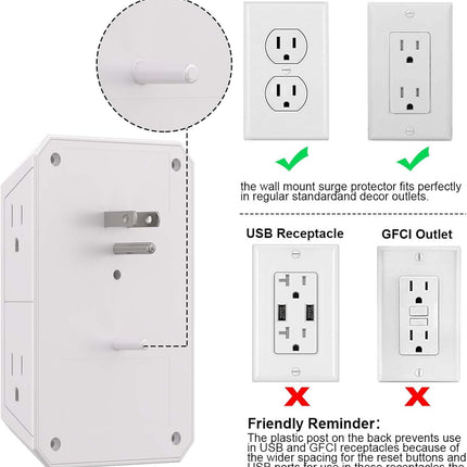 Outlet Extender Surge Protector with 6 Outlets and 4 USB Ports