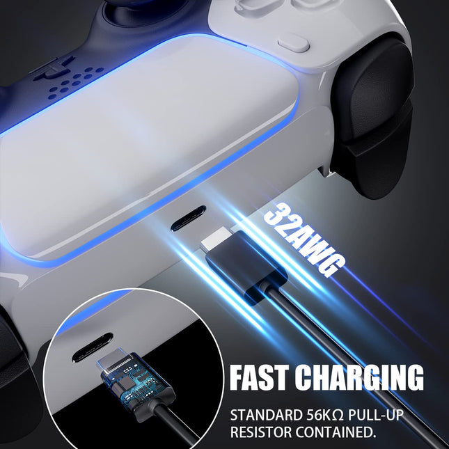 USB-C Charging Cable for Game Controllers, 6.6 ft, 2-Pack