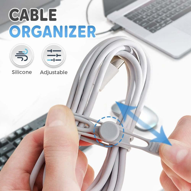 Colorful Reusable Silicone Cord Cable Organizer Ties, 10-Piece Set